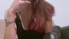 "Smoking Seduction in Total Black Leather"