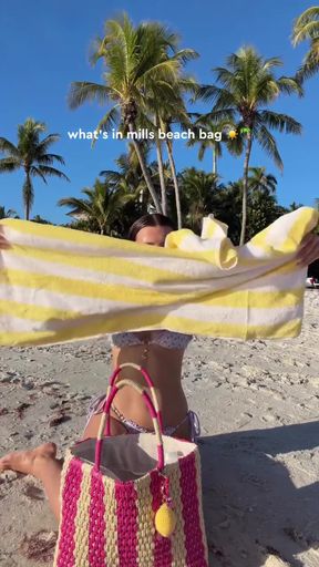 Beach day with a yellow towel