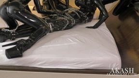 RUBBER FETISH FOURSOME Part 2 : Heavy Bondage, Breath Control, E-Play