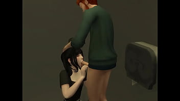 Slut bitch giving a blowjob in the party bathroom (the Sims 4)
