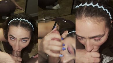 Brunette Gym Slut Sucks BWC after Gym