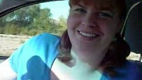Green eyed white trash fattie gives me some head in car
