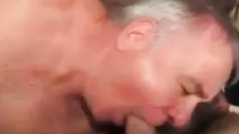 Mature Daddy Sucks Amateur Cock and Strokes It