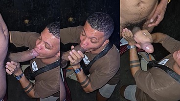 Bahian Stud Deepthroats Hung Skinny Black Cock in Gloryhole Booth