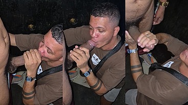 Bahian Stud Deepthroats Hung Skinny Black Cock in Gloryhole Booth