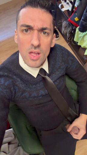 Stepdaddy Showing off Big Cock and Pissing