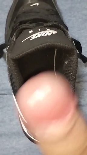 Sex with my wife's sneakers, Adidas Superstar and Nike Air Max Command, cumming inside   Clip 1