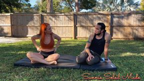 Wedgie Couple Practices Yoga Outside and but Ends Wedgie Play