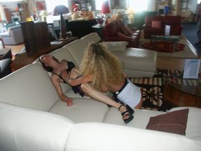 Milfs show off at the furniture store