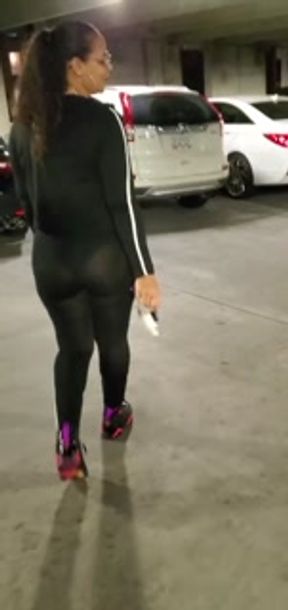Candid Big Booty Wife in See Through Leggings