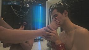 Lady Zara Feet Licking BareFoot Stimulation Jerkoff Contest Cum Eating Humiliation in Chastity Cage Full Version
