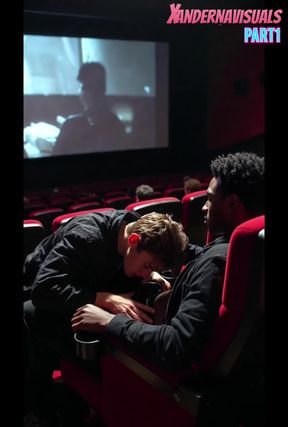Hot black cinema babe swallows cum in public