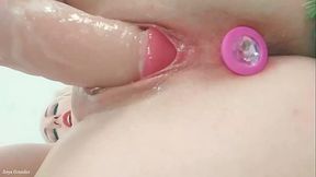Pussy Dildo Fucking Solo Masturbation TitsFuck - horny MILF tight wet pierced pussy