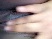 Plays with black wet pussy