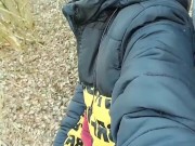 Smoking and cumming public with sound of dropping cum on dry leaves