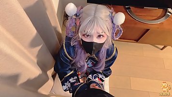 Japanese little zombie doll gets fucked by her owner (cosplay)