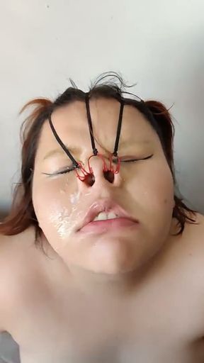 Chubby pig is subdued by her man and receives a dick deep down her throat   Clip 2
