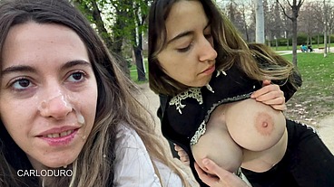 Safira Yakkuza Cumwalk in the park, public flashing, public toilet, facial cumshot - Carlo Duro