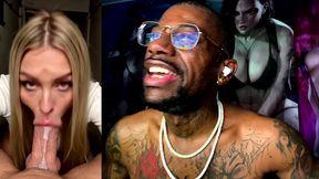 beautiful blonde snow bunny deepthroating a bwc while he cums in her mouth, ai generated