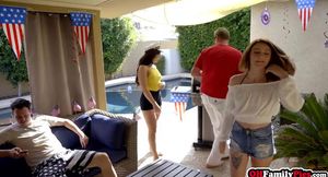 Bisexual teens celebrating fourth of july on an old mans big cock