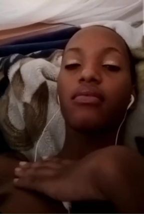 Ebony Horny Girl Masturbating with Her BF on Video Call, She Squirts