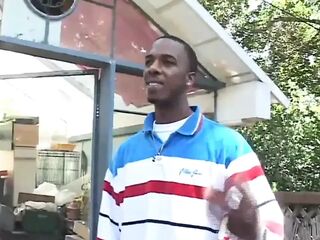 Tiny breasts ebony sweetheart twat banging in dogging position