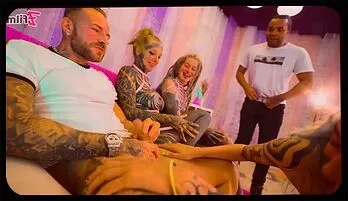 Heavily Inked Babes Savor BBC & White Cock in Wild Group Sex Orgy Trending