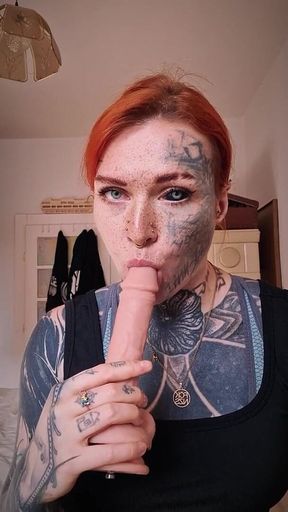 Blowjob on a Realistic Dildo