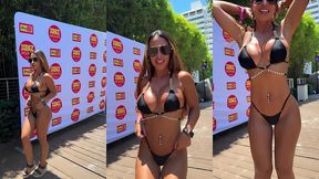 black bikini in public