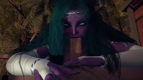 night elf princess give you a blowjob in the garden pov - 3d porn
