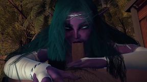 night elf princess give you a blowjob in the garden pov - 3d porn