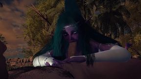 night elf princess give you a blowjob in the garden pov - 3d porn