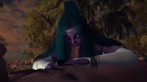 night elf princess give you a blowjob in the garden pov - 3d porn