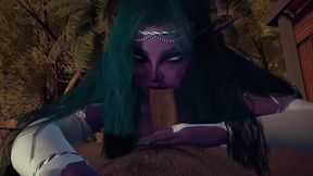 night elf princess give you a blowjob in the garden pov - 3d porn