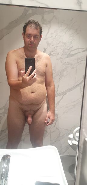 All naked in a pubblic bathroom