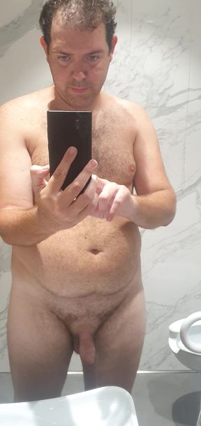 All naked in a pubblic bathroom