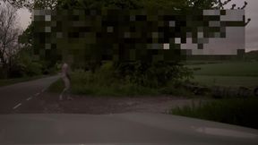 Naked wanking and twerking barefoot outside at dawn