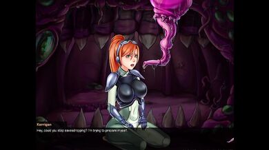 A redheaded girl feeds on the secretions