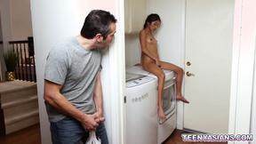 ”Jade Kimiko cannot resist her boyfriends shaft & crawls down to it”