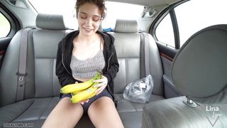 "TEEN stuffs WET&amp; TIGHT pussy with BANANE!!!! -LinaLynn"