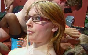 Cumming Over a Teen and a Mature at the Gangbang
