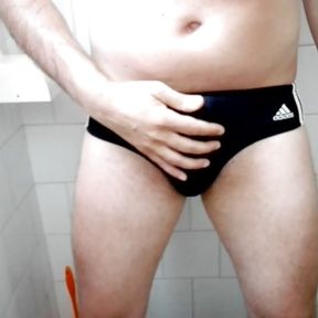 Toilet Adidas Speedo Jerk Off and Cum Gay Bi Boy