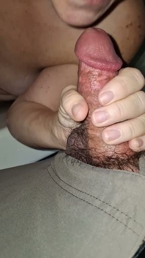 Showing our feet in the bath before she sucks my cock and swallows my cum   Clip 2