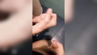 Wanking with a boy on irport restroom