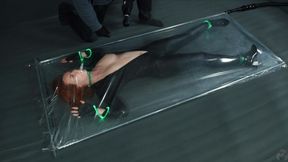 Hacker and Sonya in a vacuum bed with glowing shackles and vibration