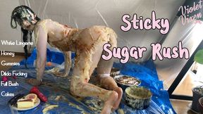 Sticky Sugar Rush in Sexy Lingerie+dildo