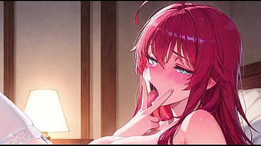 Rias Gremory meets her husband after work. Sex in the bedroom.Rias Gremory's full hentai cosplay video. (AI-generated)