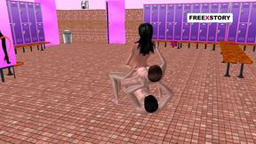 Cute 3D Anime Girl Enjoys Threesome Sex With Two Men In Exciting Positions