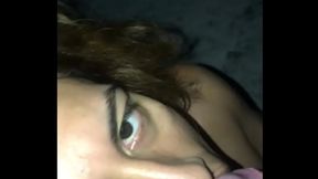 Chupando polla en la terraza del parking