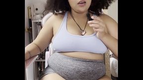 BBW Farts on microphone with thight shorts JOI